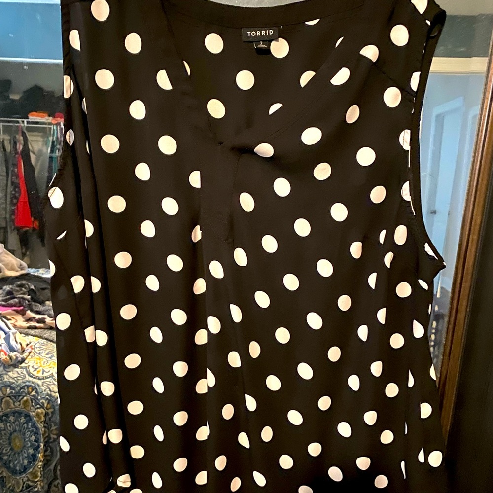 Torrid blouse black with white polka dots